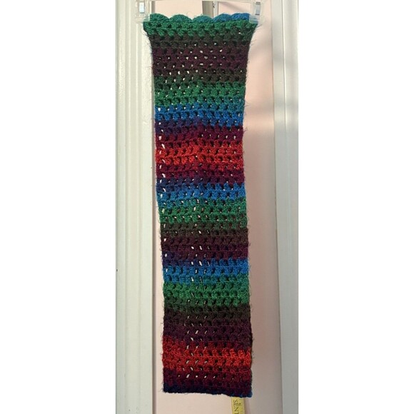 Soft Multicolor Stitched  Scarf Hand Crocheted 100% Acrylic Yarn Handmade - Picture 2 of 4